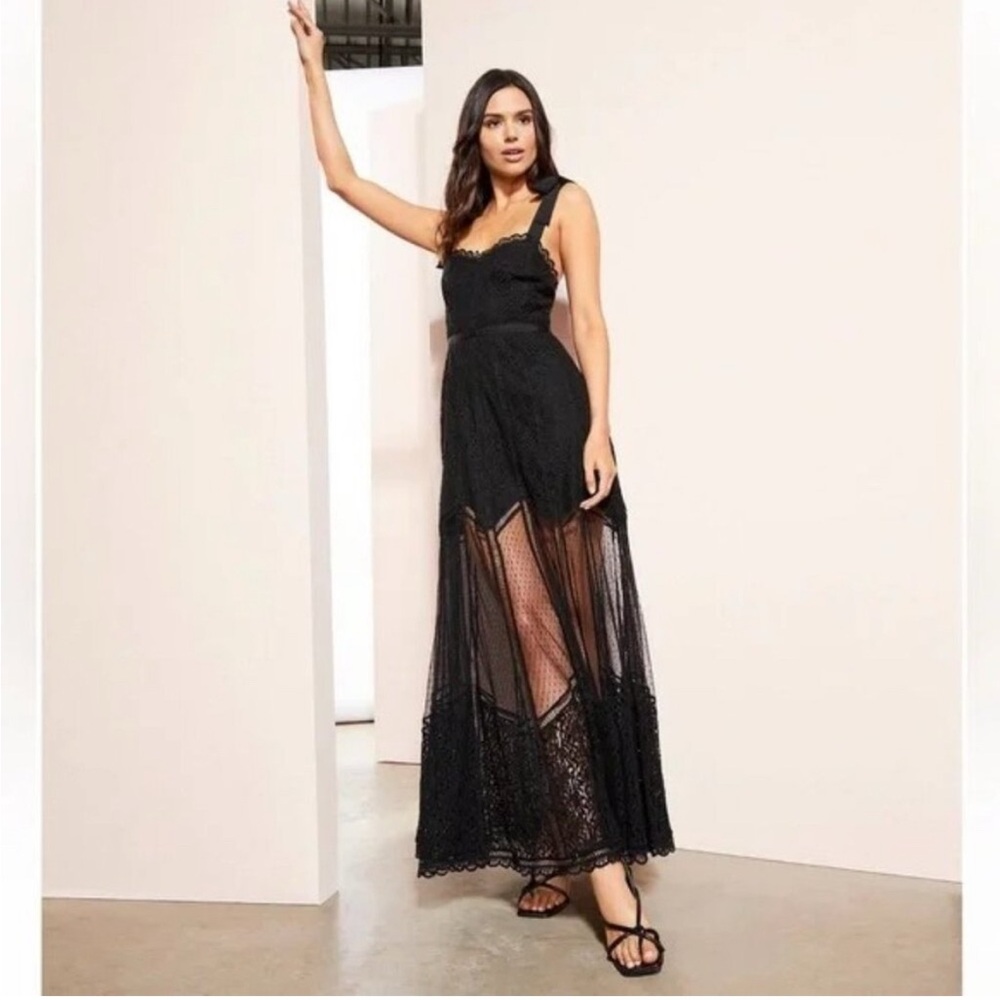 Gianni Bini Black Sheer Lace Maxi Dress - Picture 2 of 10
